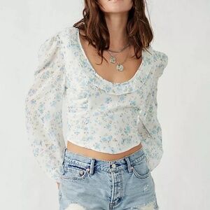 NWOT Free People Another Life Printed Top | Boho Statement Blouse